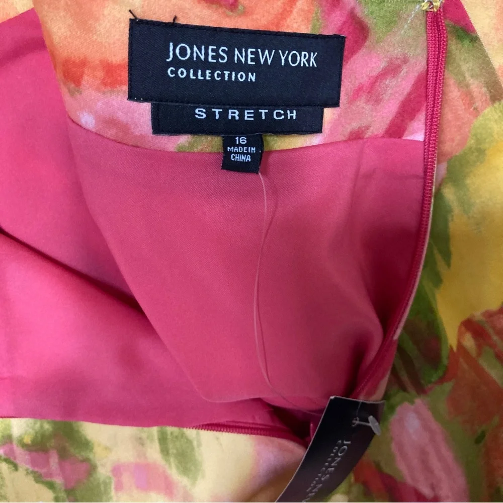 Jones New York Collection Pink, Lime, Yellow, & White Stretch Skirt - Size 16 - Picture 7 of 10